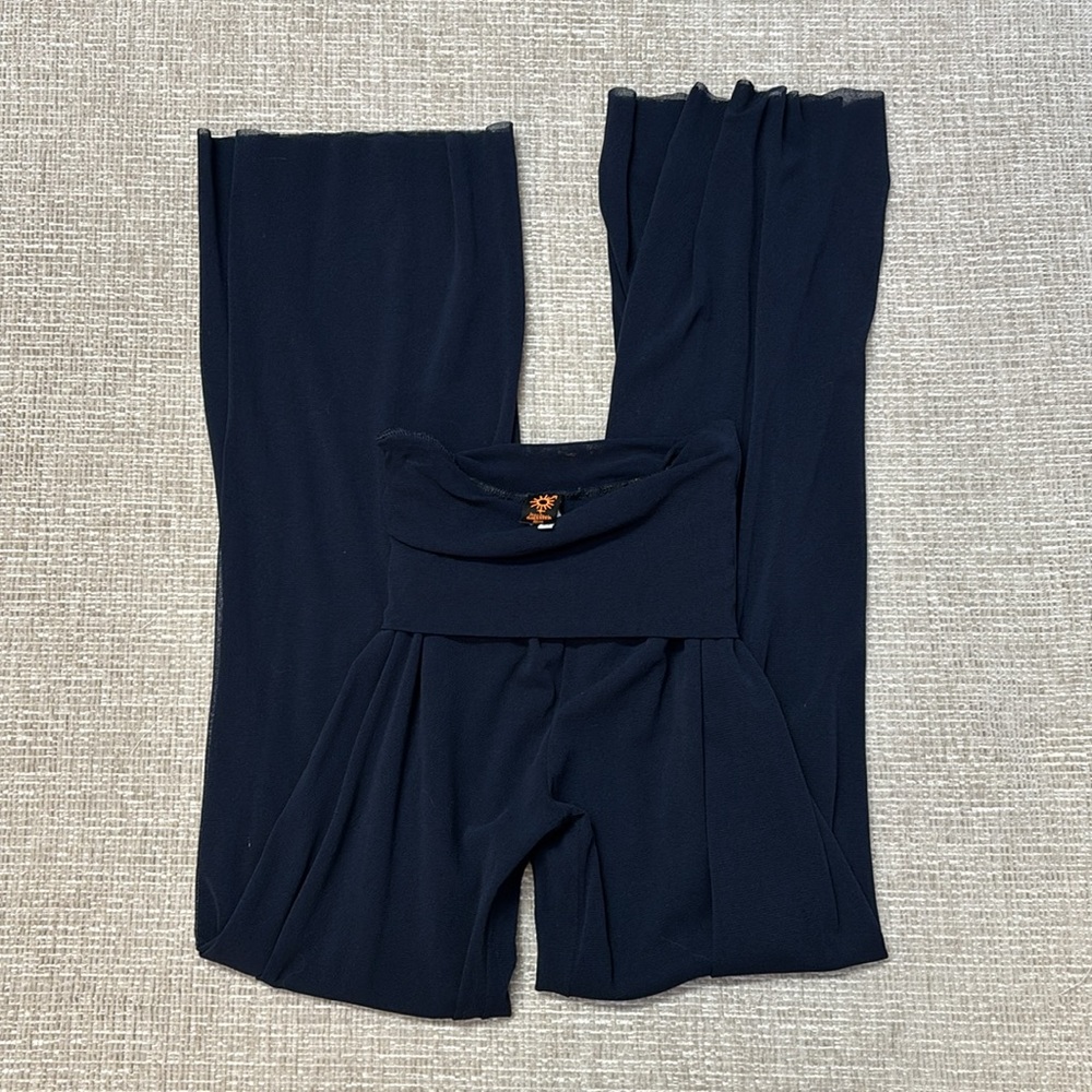 JEAN PAUL GAULTIER Navy Mesh Double Lined Fold Over Pants Size M